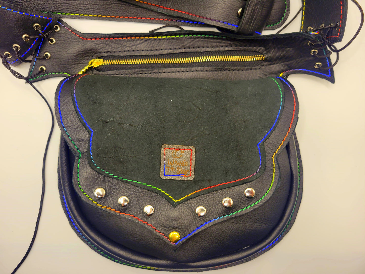 Black Leather Waist/\/ Hip bag