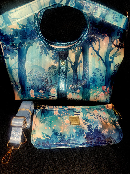 Lola Blue, a shoulder tote with matching purse and removable crossbody strap